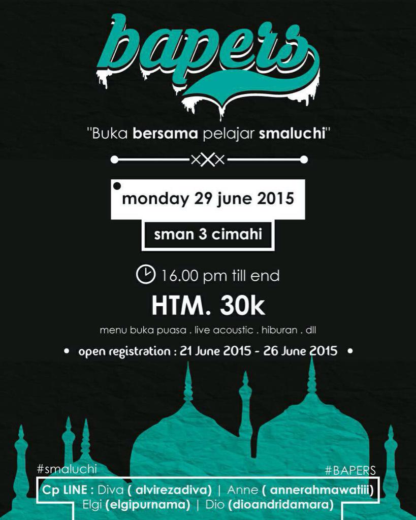 Untuk siswa siswi yang mau ikut buka bersama di sman3cimahi bisa langsung daftar ke depan ruang osis hari ini ☺️