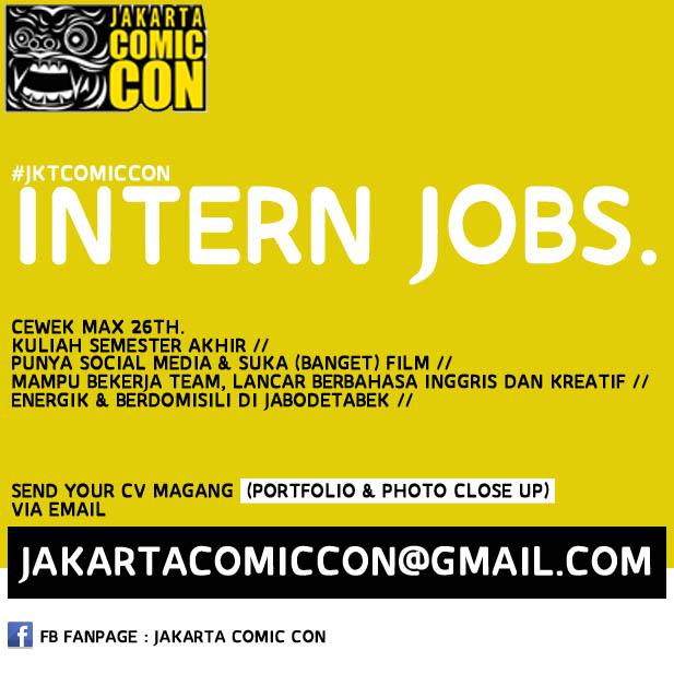 SeputarEvent's tweet photo. #MAGANG di event Jakarta Comic Con 2015? #JKTCOMICCON15 
send your CV now! http://t.co/NJGuNElGRF