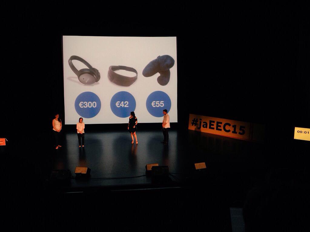 JA_Europe's tweet photo. .@flywithfli from @youngenterprise present their flying comfort product &amp; innovation! #jaEEC15 #JAstartup http://t.co/OcTud2gmnG