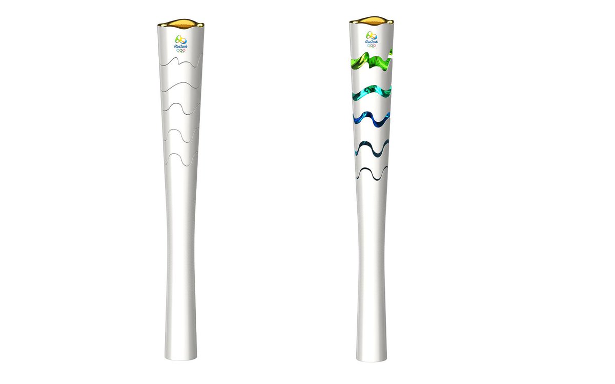 Olympics's tweet photo. The @Rio2016 Torch has just been revealed! #Rio2016Torch http://t.co/nzQ4LWCxn4