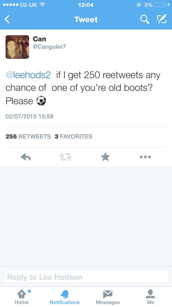 Canguler7's tweet photo. @leehods2 got the 250 reetweets🙌🏾⚽️ http://t.co/km7chZka21