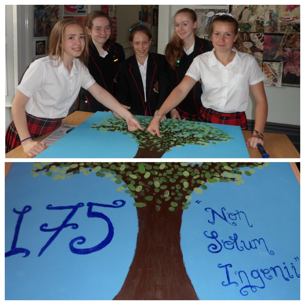 Piece of art by Year 8 students- thumb prints of staff and pupils aged 4-19 to help celebrate our 175th anniversary!