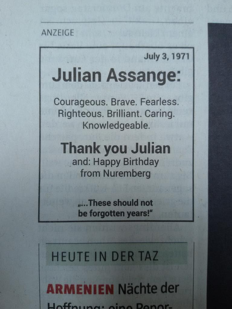 Ad in today\s Happy birthday, Julian   