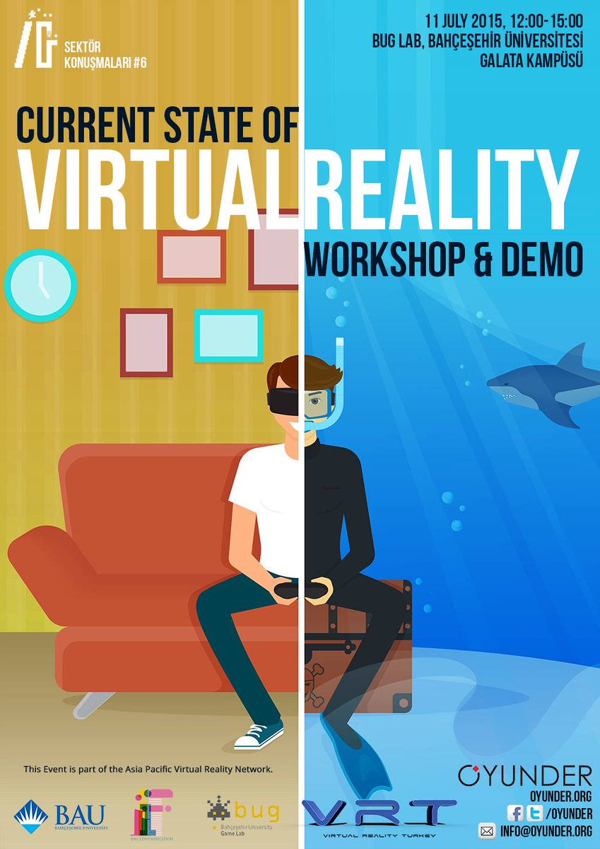 11 Temmuz'da <a href="/bugGameLab/">BUG Game Lab</a> 'de Virtual Reality komünitesi ilk defa bir ara geliyor! Kayıt için tinyurl.com/nhq9g33