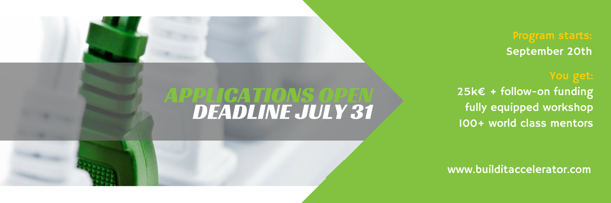 BuilditAcc's tweet photo. Applications deadline for Buildit #accelerator is July 31st. Check http://t.co/kblgEiw20h http://t.co/SDb0TTGjpa