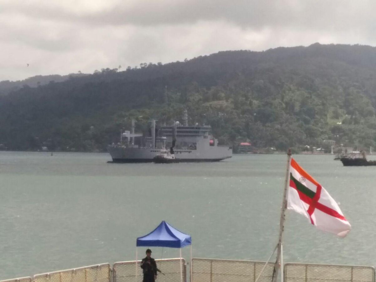 #INSShakti entering #PortBlair after a two month overseas deployment.