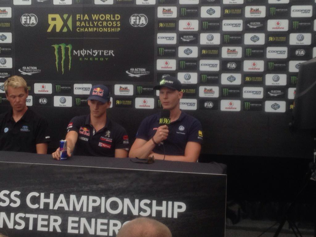 VwPer's tweet photo. Pre event Press conference @HoljesRX @JohanKMS88 @FIAWorldRX @Andrew_Coley http://t.co/1LULGF5j5k