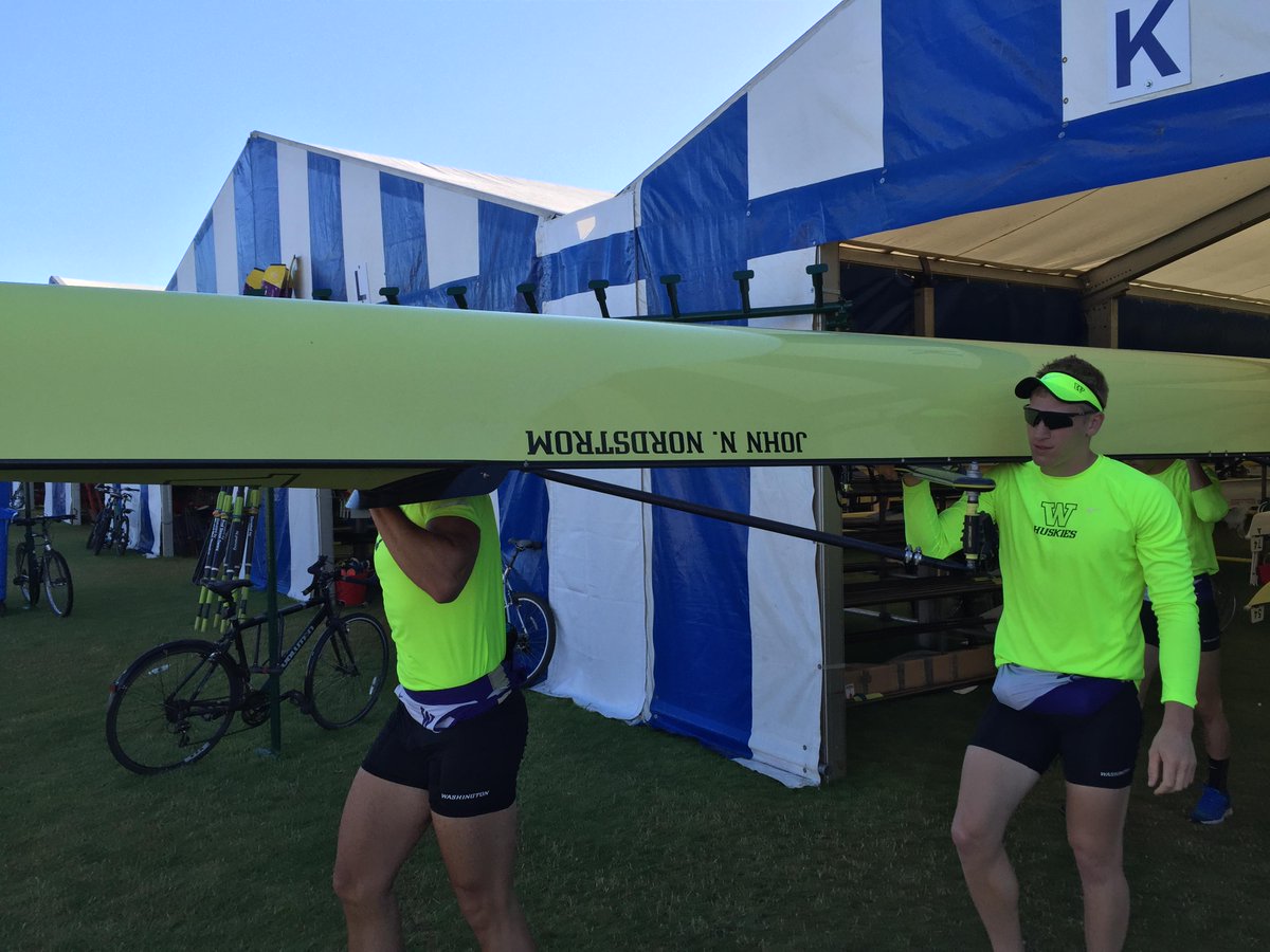 UW_Rowing's tweet photo. The V8+ will row the John N. Nordstrom for the first time in competition in today's Ladies' Plate race. #UWHRR http://t.co/X2Lhm6Bm3n