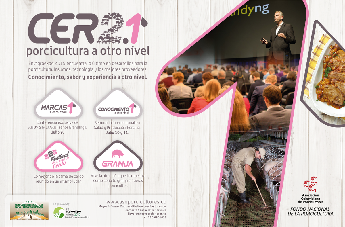 Porkcolombia_'s tweet photo. ¡Vive la porcicultura a otro nivel! Visítanos desde el 9 hasta el 20 de julio en el pabellón cuatro de #Agroexpo2015 http://t.co/3eg864qRly