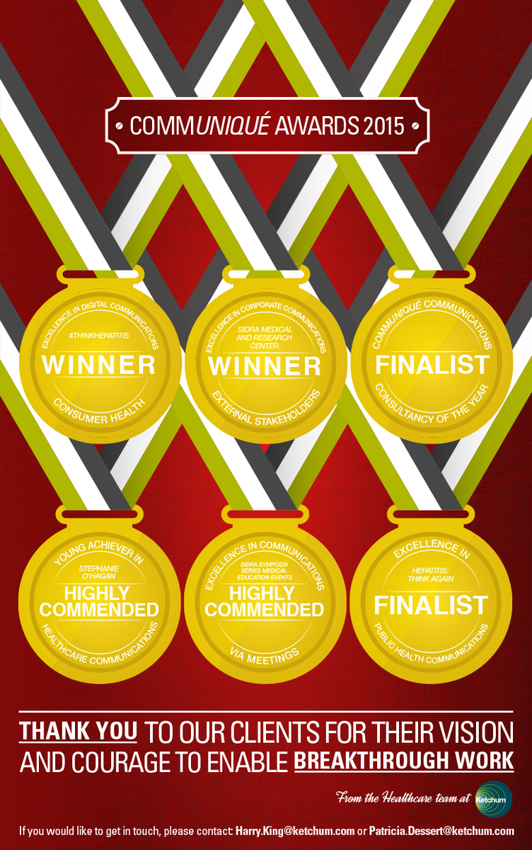 KetchumUK's tweet photo. Our Healthcare team is still celebrating after the Communiqué Awards 2015 #CommuniqueAwards http://t.co/kK4oFvND37