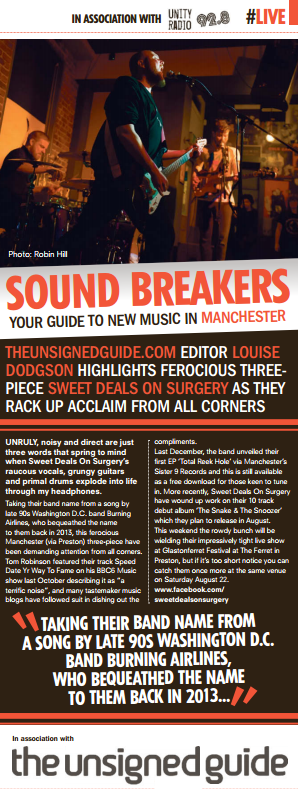 unsignedguide's tweet photo. Starting the weekend right with the unruly & raucous Sweet Deals On Surgery, crowned @CityLifeExtra #SoundBreakers http://t.co/zbtv1ewLOC