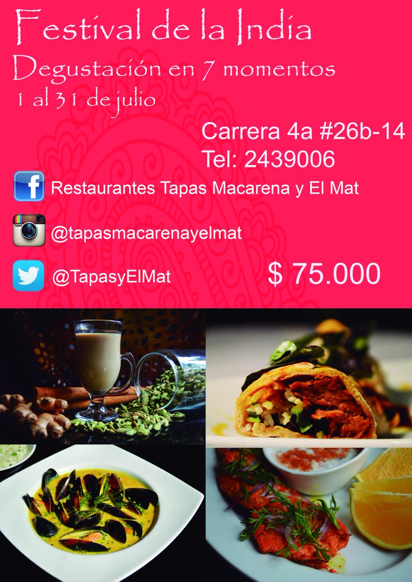 DegustaColombia's tweet photo. Disfrute del Festival de la India, Degustación en 7 momentos, 1 al 31 de julio. http://t.co/PF0a3CoNgE
