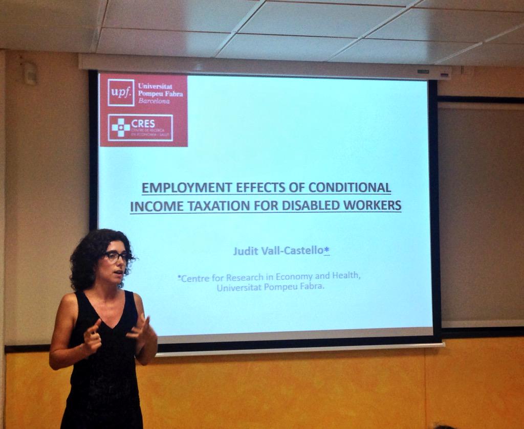 SustainableLTC's tweet photo. Judith Valls @univpompeufabra: "Employment effects of conditional income taxation for disabled workers" http://t.co/MRqZlrTKpO