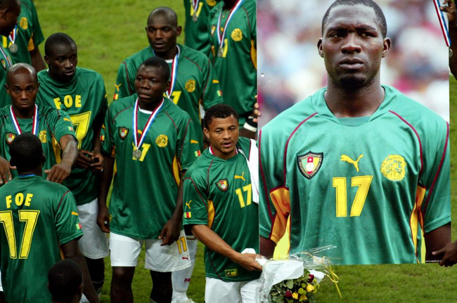 FootballFunnys's tweet photo. 12 years ago today, Marc-Vivien Foé tragically passed away while playing for Cameroon in the Confederations Cup. RIP. http://t.co/mGfFq0opGS