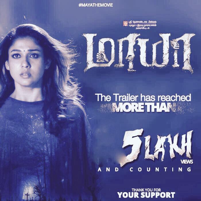 NayantharaU's tweet photo. #MayaTheMovie trailer crosses half a million views⚡️💥 Audio coming soon🎶📀 https://t.co/N4IbmtC1pJ http://t.co/JqdaRvJpec