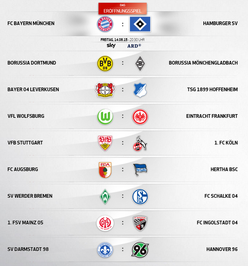 fankulturcom's tweet photo. Der Auftakt zur neuen Saison - #HSV darf zum #FCB und die Zebras vom #MSV empfangen die Roten Teufel #FCK #Spieltag http://t.co/eMfenmjiUN