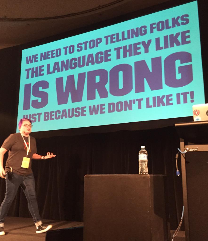 MelissaKaulfuss's tweet image. WORD @nodebotanist telling it like it is @ #wdcode 😎