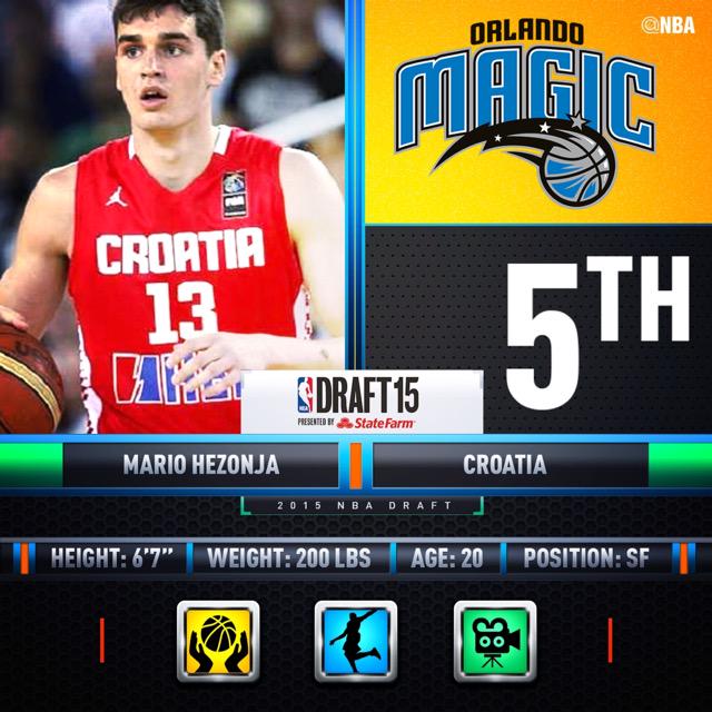 hoopspain's tweet photo. Recuerda: @MarioHezonja seleccionado en la posición 5 del #NBADraft por @OrlandoMagic http://t.co/N27TTceWqY