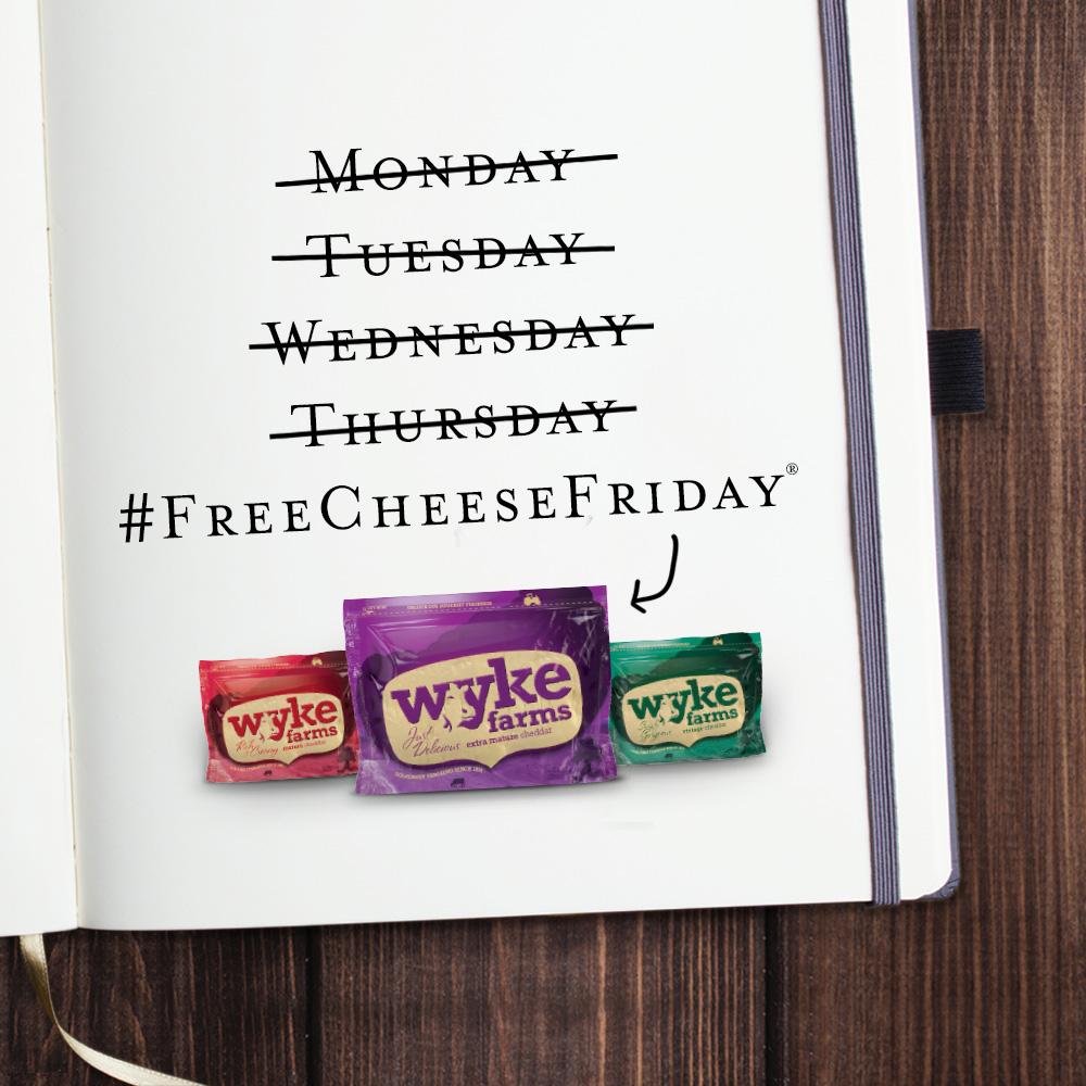 wykefarms's tweet photo. It's #FreeCheeseFriday® so get a moo-ve on and RT to enter to #WIN some Cheddar! 3 winners announced later today. http://t.co/f71NiI9iv7