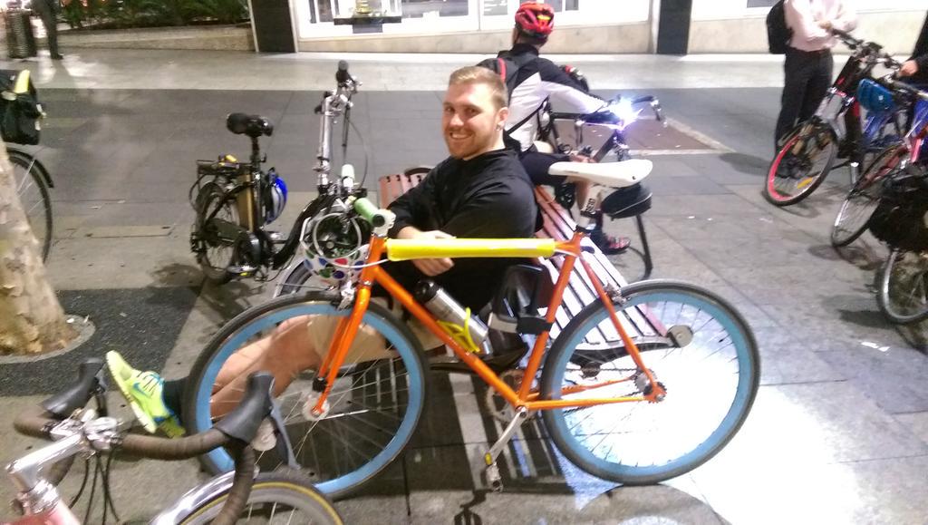 smladyman's tweet photo. @timisaverage ready to ride down #SaveCollegeStreet #Cycleway probably for the #LastTime @BicycleNSW @SydneyCycleway http://t.co/8zQsagHfFO