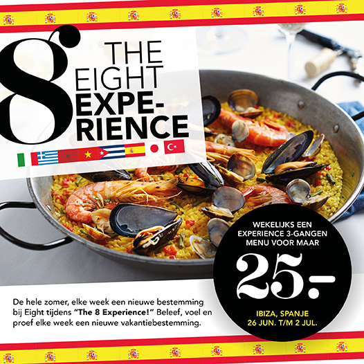 De hele zomer, elke week een nieuwe bestemming bij Eight! Deze week #Ibiza #spanje 3-gangen voor maar € 25,-