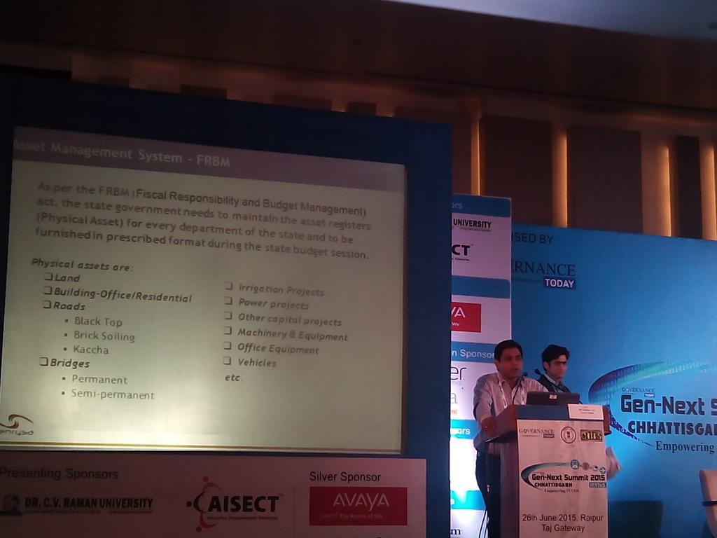 CHiPSCgGov's tweet image. Mr. K.P Saha, MD &amp;amp; CEO #SenrysaTechnologies is telling details about #AssetManagementSystem at #GenNextSummit2015.