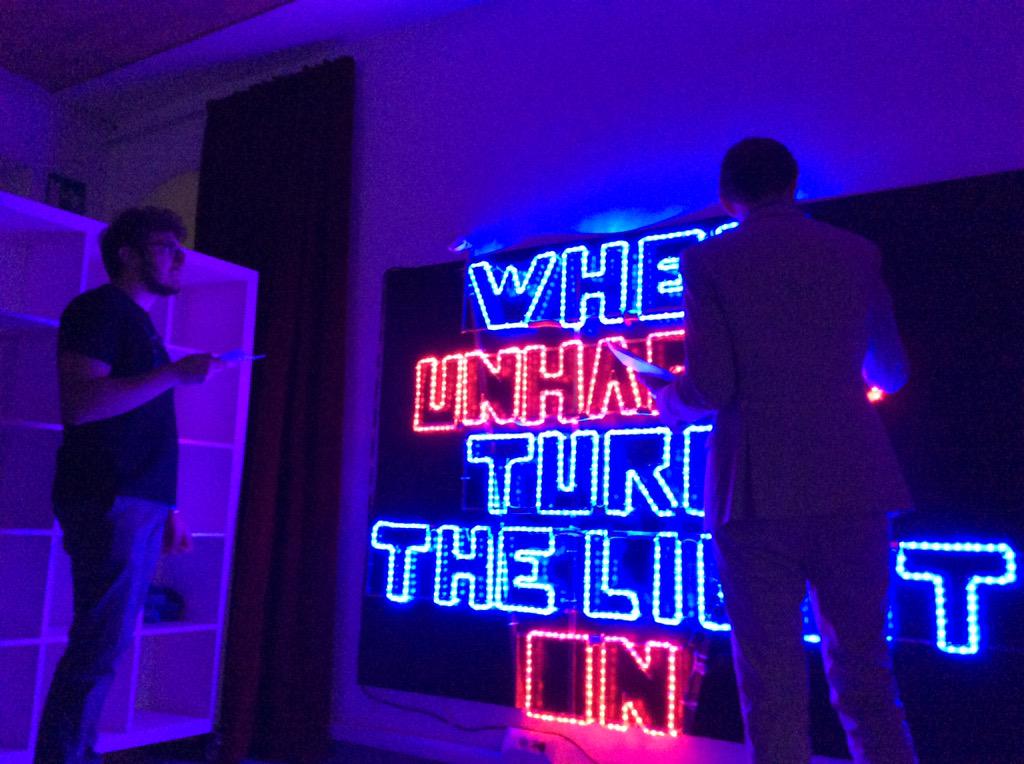 RUFA_University's tweet photo. When unhappy, turn the light on #SagmeisterInRome #InsideRUFA #RoadToCreativity http://t.co/2z5SuuY0bV