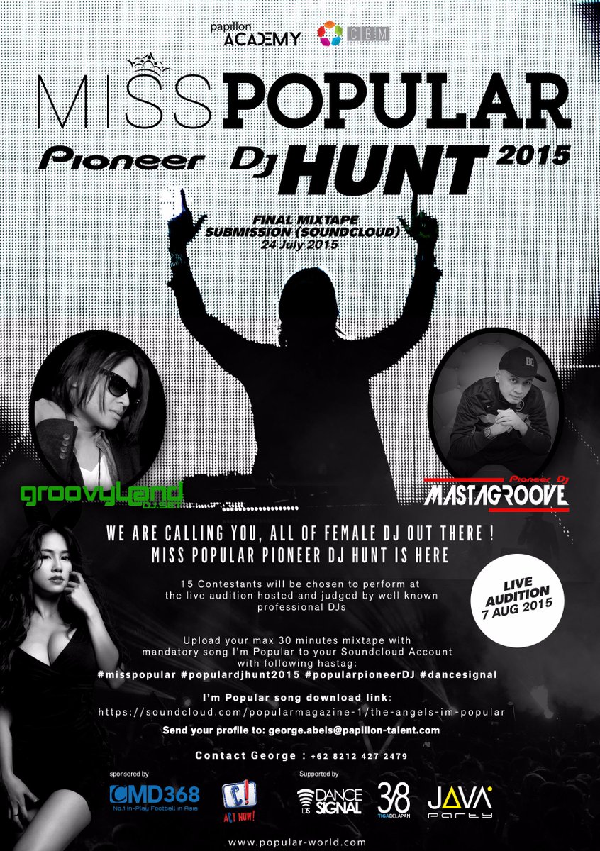 MissPopularID's tweet photo. Calling to all FDJ in Indonesia #misspopular #populardjhunt2015 #popularpioneerdj #dancesignal
http://t.co/eydjENOiZv http://t.co/vUB93ifkhm