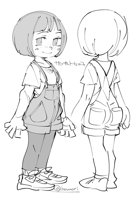 お絵描き:サロペット 