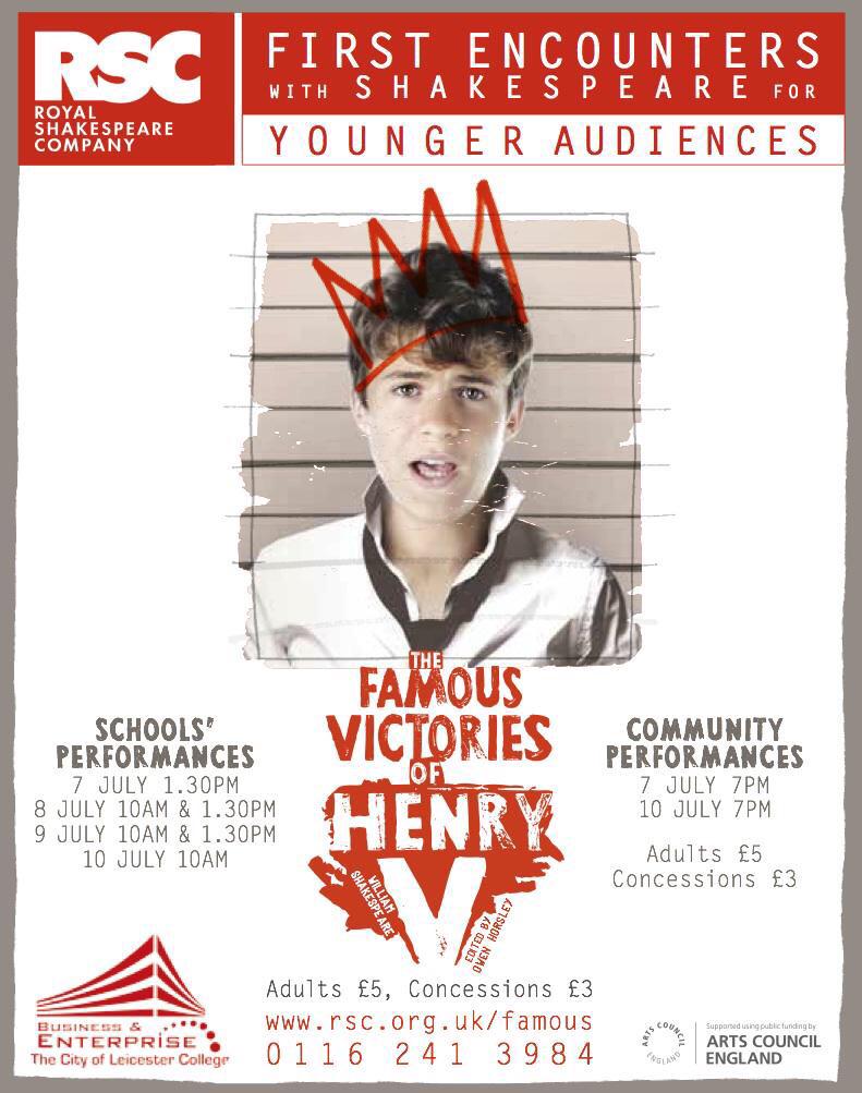TCOLC_Drama's tweet photo. @DemonFM Great performance of #RSCVictories coming to Leicester in 2 weeks! Please RT 😄 http://t.co/OQR4fH559L