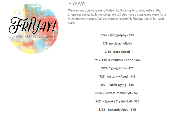 greentableaz's tweet image. The schedule for our FriYAY classes through AUGUST is now online!