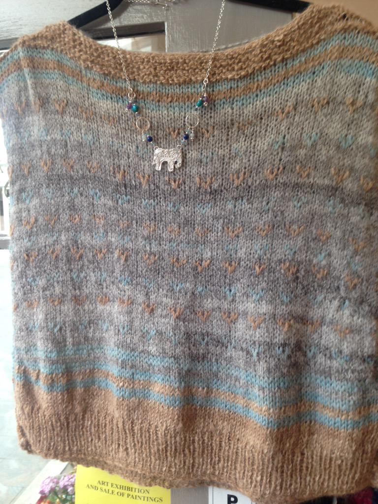silversheep1's tweet photo. Just finished this week quirky reversible hand knit with Indian elephant necklace - pop by and have a look ! http://t.co/YlDydQqdUJ