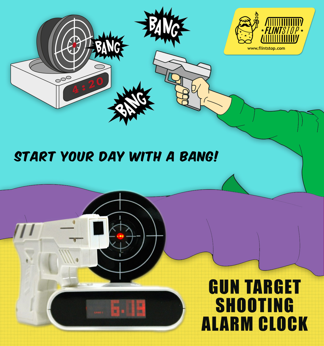 Flintstop's tweet photo. Every morning should begin with a heart attack ! http://t.co/V30JoXPLUG #WakeUpWithABang #AlarmClock #Snooze http://t.co/ROyP003Dac