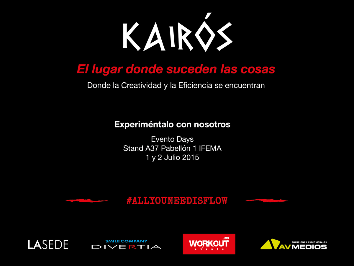 workoutevents's tweet photo. #Eventodays is comming y Kairós se prepara... #Allyouneedisflow http://t.co/mr1BlnXE9K