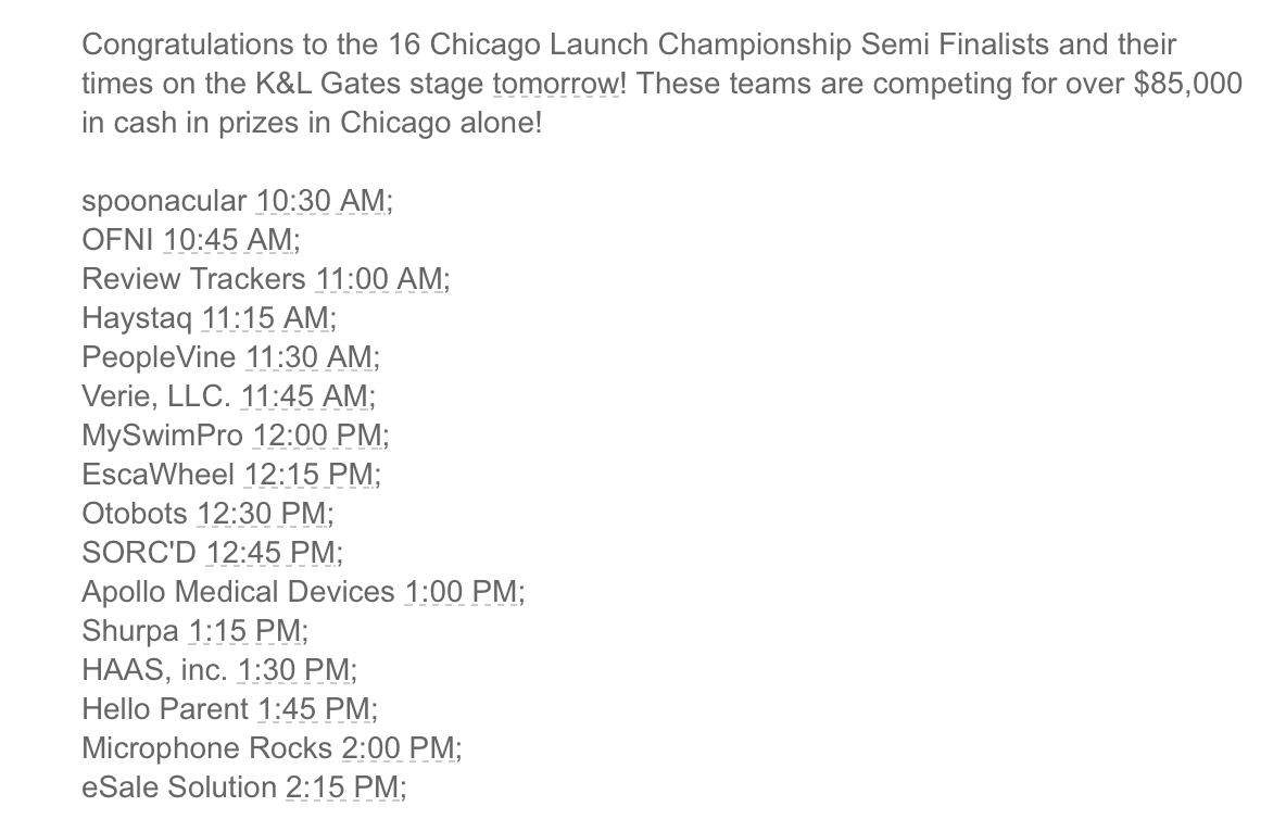 RepairShift's tweet image. Congratulations and Good Luck to the Semi Finalists @TechweekCHI Launch Competition.