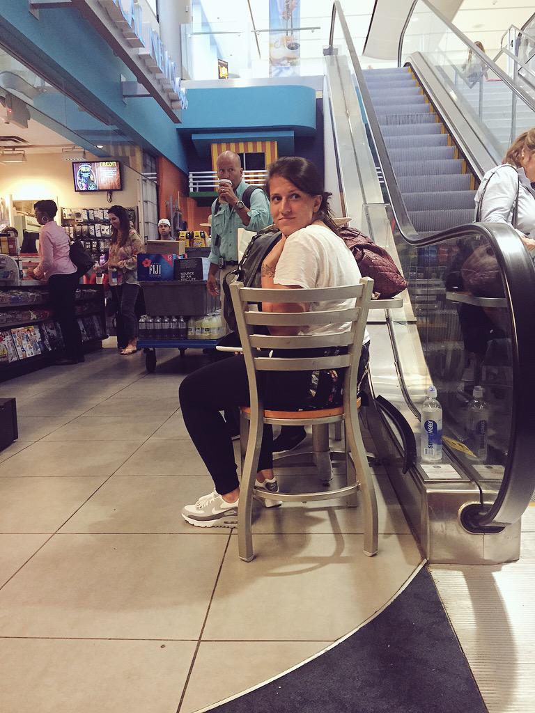 Maria keeps staring at this guy at our gate. #ThirstyMaria #GetItGurlllll