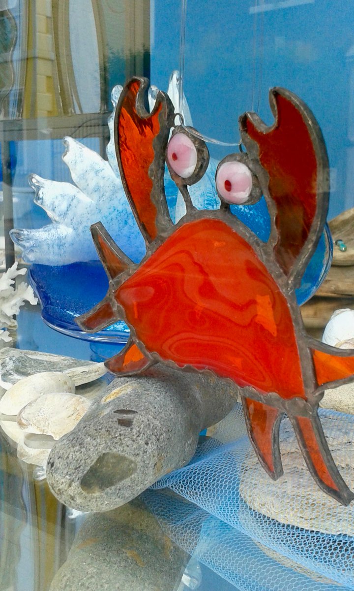 Our new window display addition #Seaside #Crab #handmade #glass #gift #fun #Deal #Kent