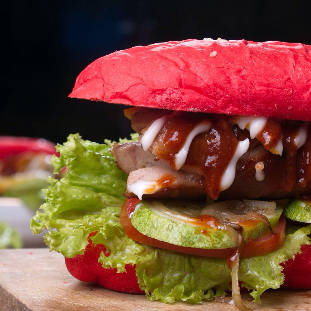 Hotdog spicy in red ...