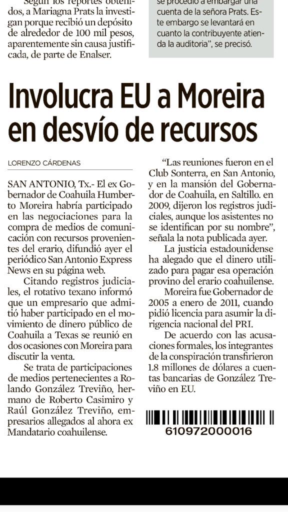 PAN_Coah's tweet photo. Humberto Moreira involucrado en desvío de recursos por EU... En #Coahuila y #México es protegido. #Moreirazo. http://t.co/gOTBAlp2tk