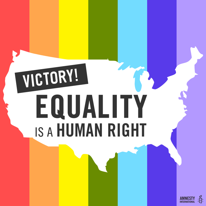 amnestyusa's tweet image. US Supreme Court rules in favor of marriage equality in all 50 states! #SCOTUSMarriage owl.li/OQ8Oc