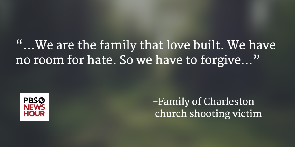 NewsHour's tweet photo. This is what families of #ClementaPinckney &amp; the 8 other victims said at shooter's hearing: http://t.co/XSnk2TirKZ http://t.co/crMypm0QrJ