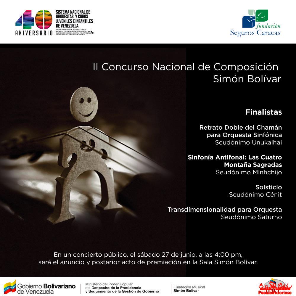 Estos son los finalistas del II Concurso Nacional de Composición. El acto de premiación es este sábado en el #Cnaspm