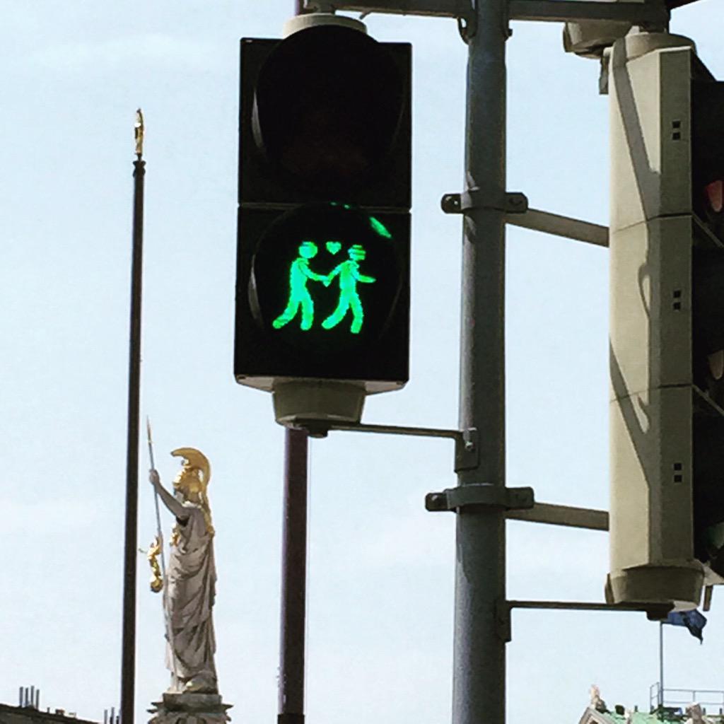 UWEC_CETS's tweet photo. Vienna's new inclusive crossing signals. Given today's Supreme Court decision, we need some in the U.S.! http://t.co/WRPCUXS8Ch
