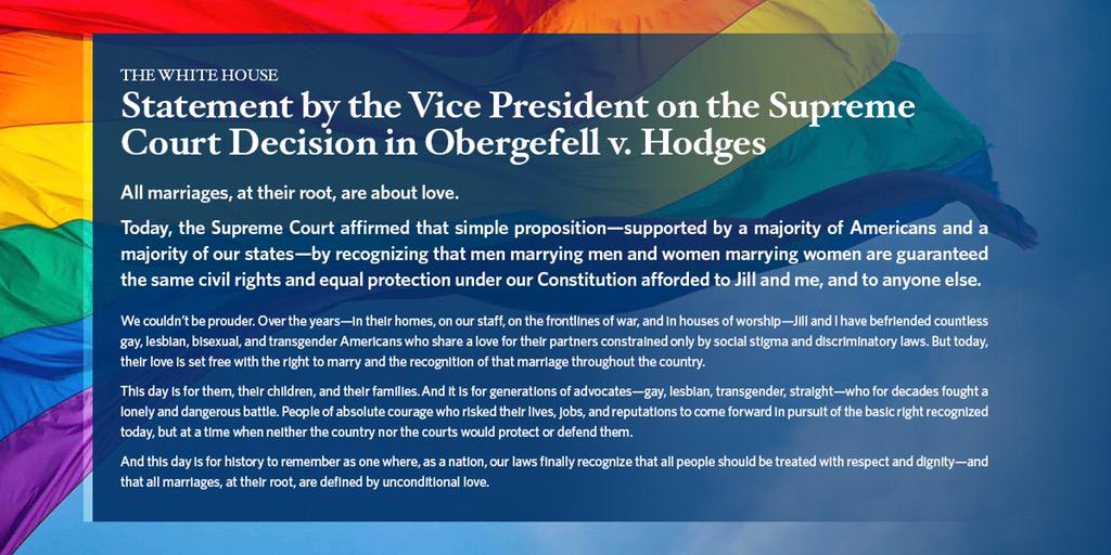 All people – no matter who they love – should be treated with dignity and respect. #LoveWins
