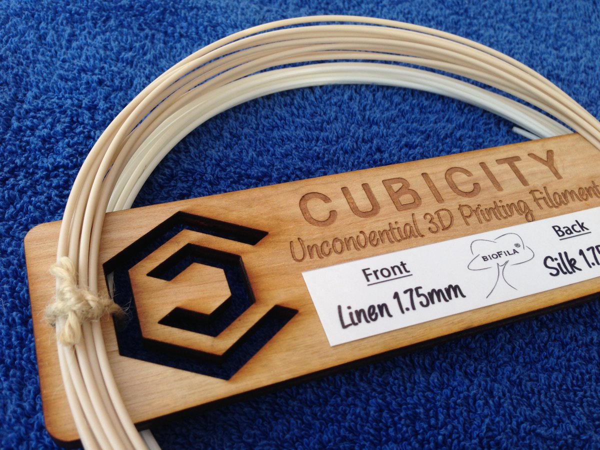 Cubicity3D's tweet photo. Our new laser-cut tag with some #BioFila #3Dprinting filament samples --beautifully done through @you3Dit. http://t.co/K8cWxVGPpi