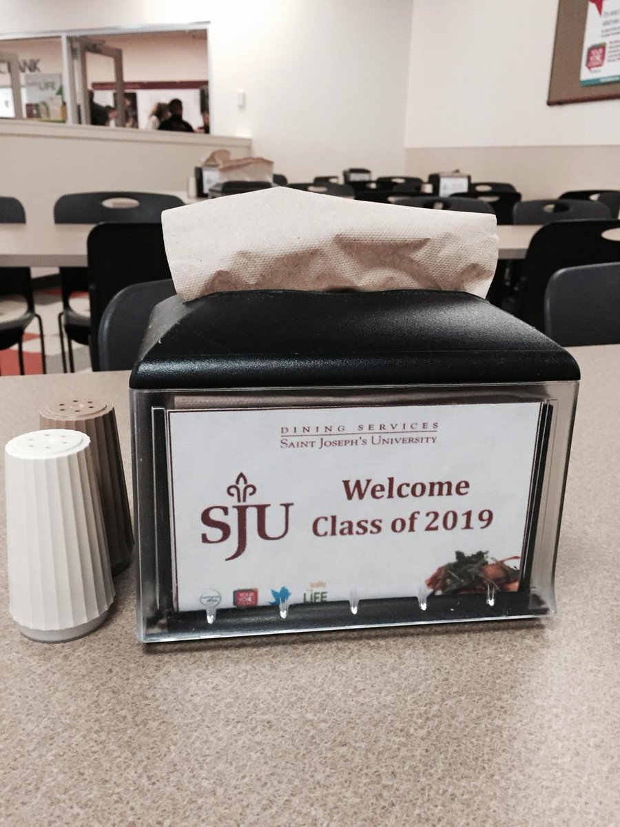 mstiglin's tweet photo. Even the napkins at @OrientationSJU are welcoming!! Well done,@saintjosephs. So glad our son is an incoming #Hawk19. http://t.co/WvDPfF7HBI
