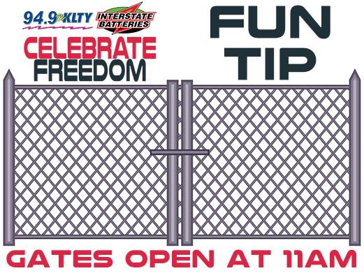 949KLTY's tweet image. Here is a #FunTip for @CelFreedom Gates will open at 11am!! Concert starts at 12p! See you there #CF25