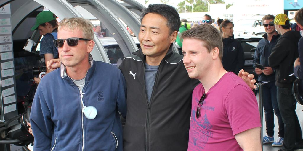 PeugeotUK's tweet photo. Yesterday @Kaz_Yamauchi met @Stefandgroot at @FOSGoodwood. #PeugeotLive #Goodwood #FoS #GranTurismo http://t.co/CumPUrT5eR
