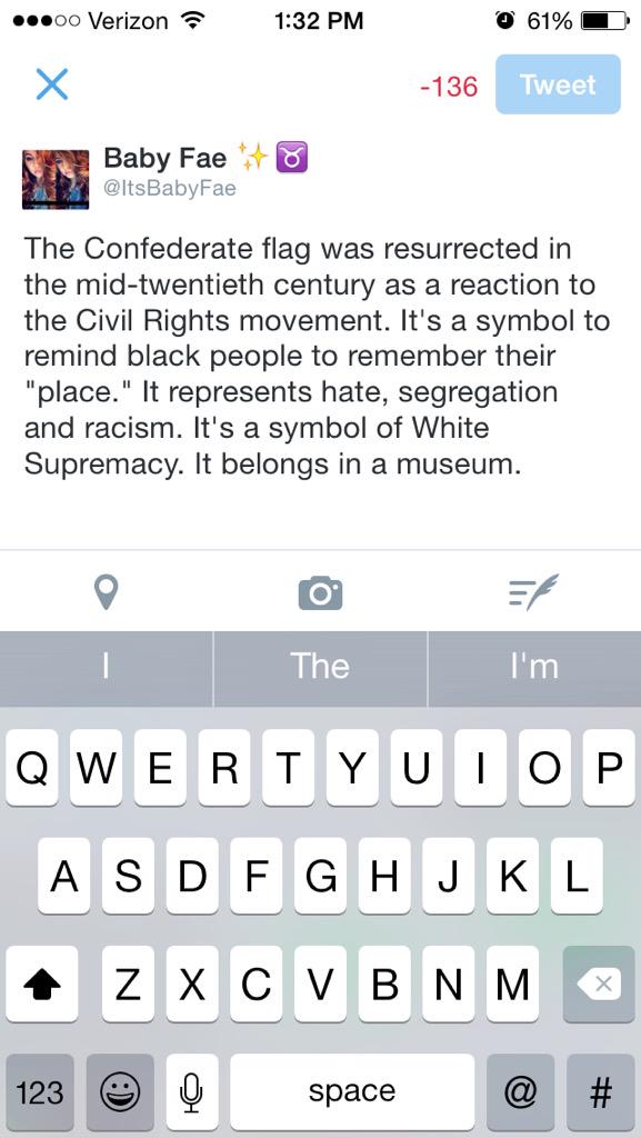 Nicolle2pretty's tweet photo. #ConfederateFlag #SocialMedia #SorryToBringItUpBut http://t.co/cUvwjRYj9Y