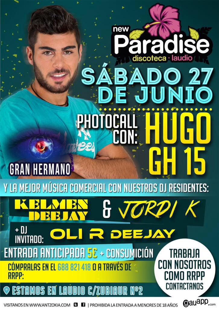 hugopcabaleiro's tweet photo. Mañana a la noche os espero en @paradiselaudio para darlo todo!!! 🎉🎊🎉 http://t.co/4VS78bT3Pm